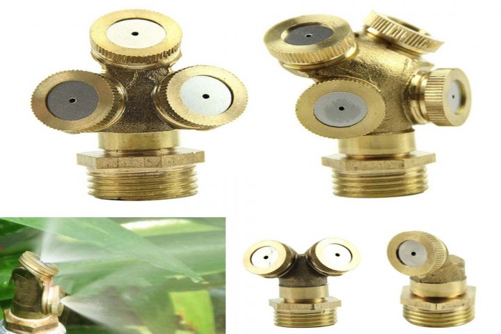 Different types of sprayer nozzles on white background
